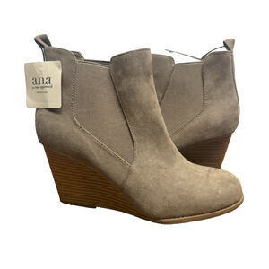 Womens Fall Wedge Heel Boots Chelsea Porchini Booties a.n.a Milden Sz 10 NEW